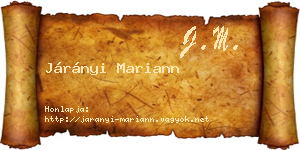 Járányi Mariann névjegykártya